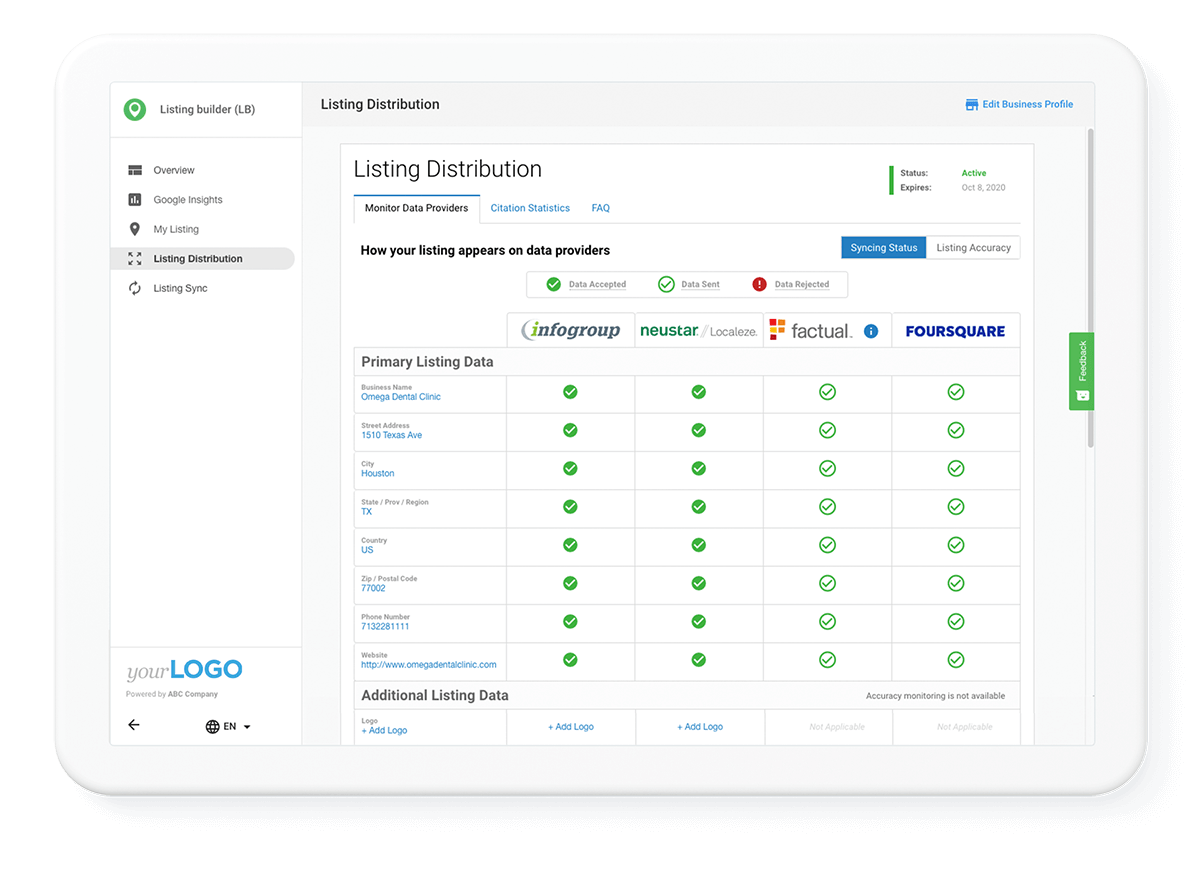 listing distribution software screenshot