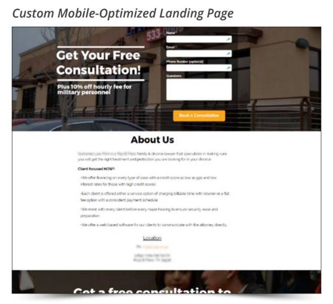 law firm legal digital advertising custom landing page in-line image